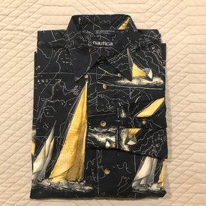 Nautica Long Sleeve Button Down Shirt Sail Boat